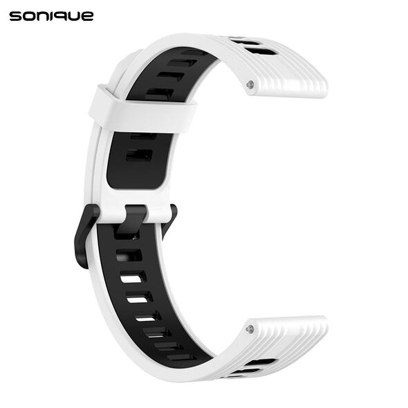 Λουράκι Σιλικόνης Sport Band Sonique 22mm για Amazfit GTR 3/ GTR 4/ GTR 47mm/GTR 3 pro/GTR 2e/GTR 2/3 Stratos/2 Stratos Λευκό / Μαύρο - Sonique - Λευκό / Μαύρο