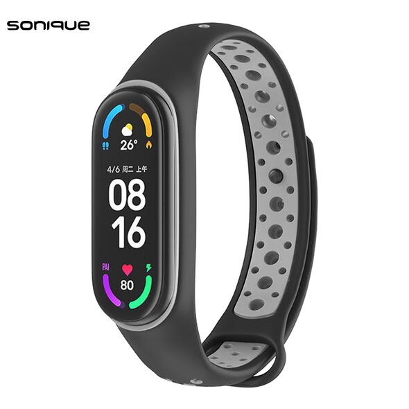 Λουράκι Σιλικόνης Sonique Sport για Xiaomi Mi Band 5/6 Μαύρο / Γκρι - Sonique - Μαύρο / Γκρι - Λουράκια