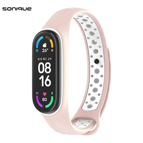 Λουράκι Σιλικόνης Sonique Sport για Xiaomi Mi Band 5/6 Ροζ / Λευκό - Sonique - Ροζ / Λευκό - Λουράκια