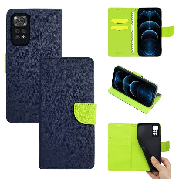 Θήκη Πορτοφόλι Sonique Trend Wallet Xiaomi Redmi Note 11 4G / Redmi Note 11S Σκούρο Μπλε / Λαχανί - Sonique - Σκούρο Μπλε / Λαχανί - Redmi Note 11 4G, Redmi note 11S - Θήκη Πορτοφόλι