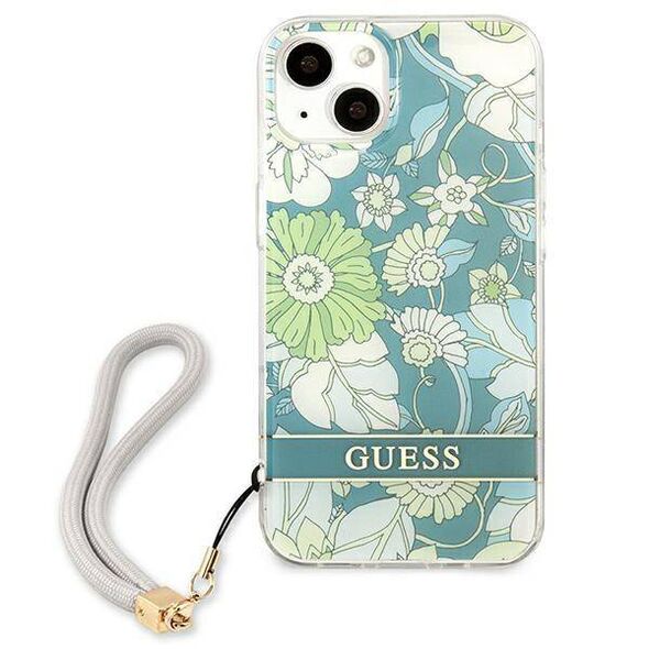 Case IPHONE 13 MINI Guess Hardcase Flower Strap (GUHCP13SHFLSN) green 3666339040475