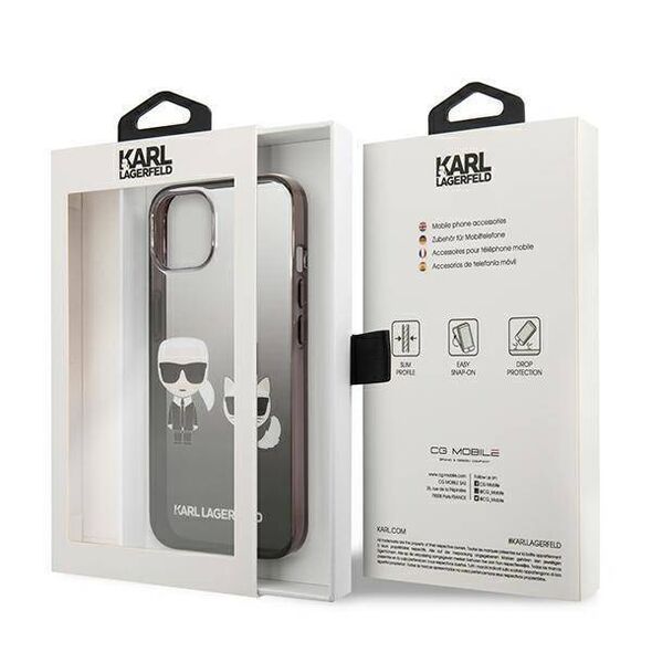 Original Case IPHONE 13 MINI Karl Lagerfeld Hardcase Gradient Ikonik Karl & Choupette (KLHCP13STGKCK) black 3666339049249