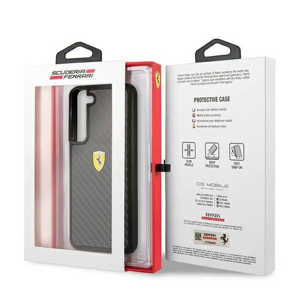 Original Case SAMSUNG GALAXY S22+ PLUS Ferrari Hardcase On Track Real Carbon (FEHCS22MFCAK) black 3666339044718