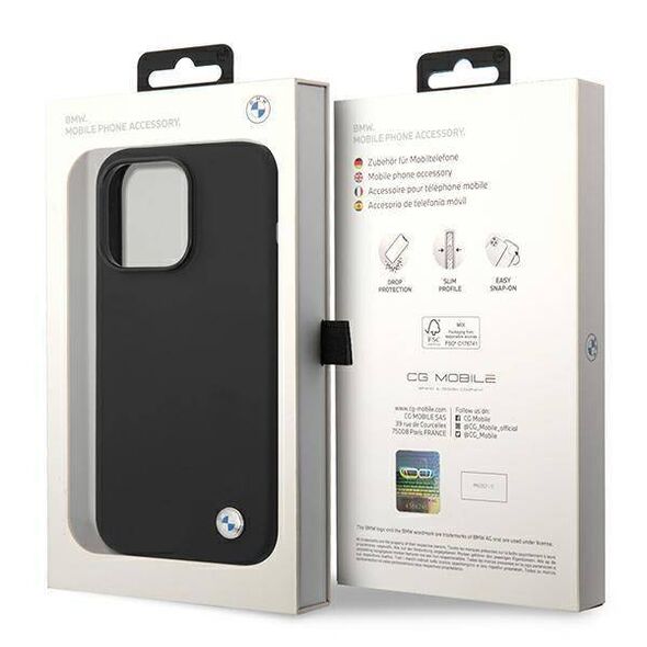 Original Case IPHONE 14 PRO BMW Silicone Metal Logo black 3666339090449