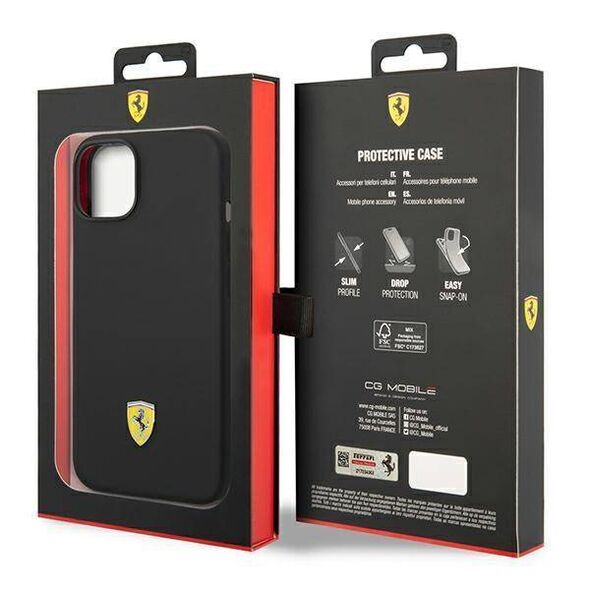 Original Case IPHONE 14 Ferrari Hardcase Silicone Metal Logo black 3666339063207