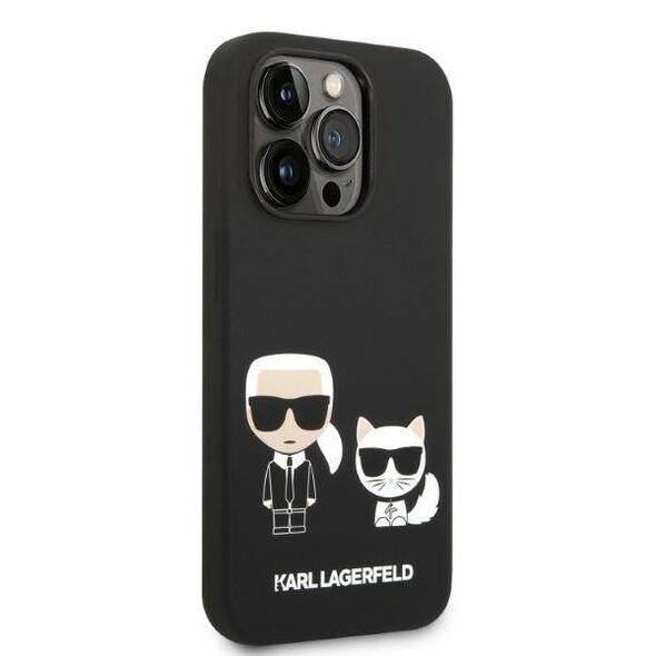 Original Case IPHONE 14 PRO Karl Lagerfeld Hardcase Liquid Silicone Karl & Choupette Magsafe (KLHMP14LSSKCK) black 3666339087548