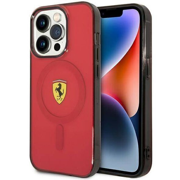 Original Case IPHONE 14 PRO Ferrari Hardcase Translucent Magsafe (FEHMP14LURKR) red 3666339120993