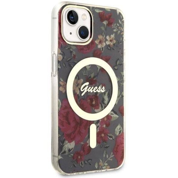 Original Case IPHONE 14 PLUS Guess Hardcase Flower MagSafe (GUHMP14MHCFWSA) green 3666339115609