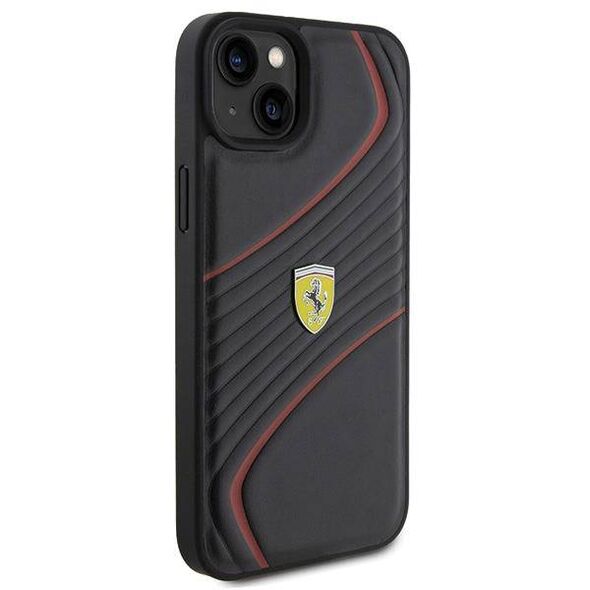 Original Case APPLE IPHONE 15 PLUS Ferrari Hardcase Twist Metal Logo (FEHCP15MPTWK) black 3666339171001