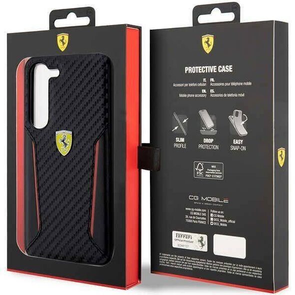 Original Case SAMSUNG GALAXY S23+ Ferrari Hardcase Carbon Contrast Edges (FEHCS23MNPYK) black 3666339114619