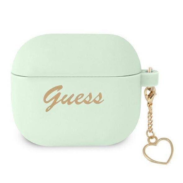 Original Case APPLE AIRPODS 3 Guess Silicone Charm Heart Collection (GUA3LSCHSN) green 3666339039080