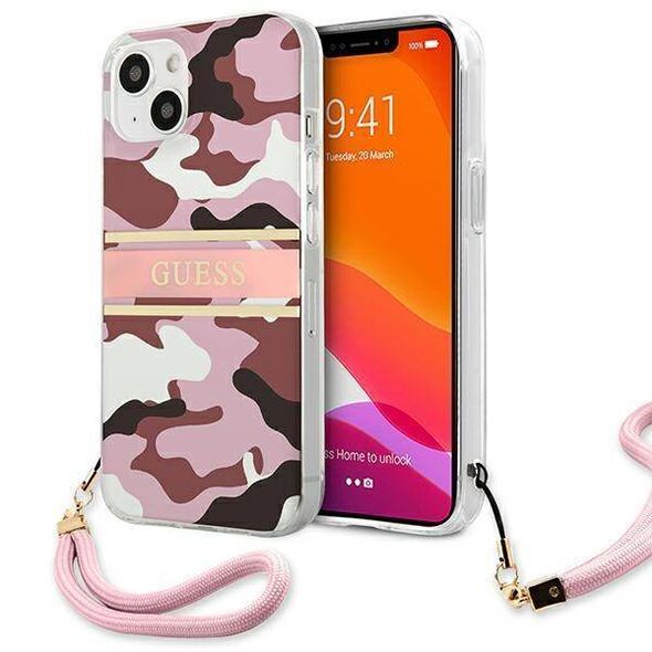 Original Case IPHONE 13 Guess Hardcase Camo Strap Collection (GUHCP13MKCABPI) pink 3666339023164