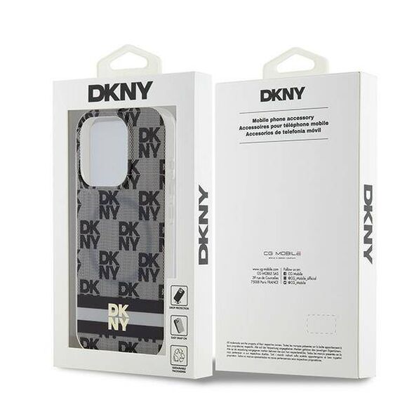 Original Case IPHONE 13 PRO DKNY Hardcase IML Checkered Mono Pattern & Printed Stripes MagSafe (DKHMP13LHCPTSK) black 3666339269296