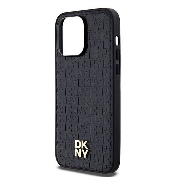 Original Case IPHONE 13 PRO DKNY Hardcase Leather Pattern Metal Logo MagSafe (DKHMP13LPSHRPSK) black 3666339261450