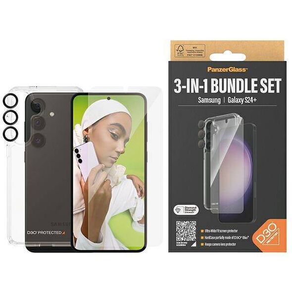 3in1 Set SAMSUNG GALAXY S24+ PanzerGlass Bundle 3in1 Hardcase + Screen Protector + Camera Lens B1211+7351 transparent 5711724212116