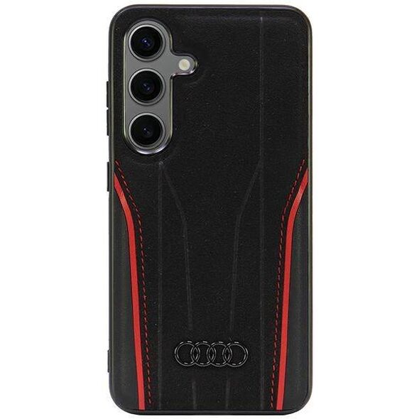 Original Case SAMSUNG GALAXY S24 Audi Genuine Leather MagSafe Hardcase (AU-TPUPCS24-R8/D3-RD) black & red 6955250228145