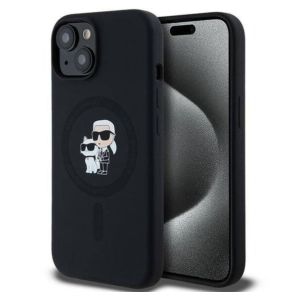 Original Case IPHONE 15 PLUS / 14 PLUS Karl Lagerfeld Hardcase Silicone Karl & Choupette Magsafe (KLHMP15MSCMKCRHK) black 3666339254056