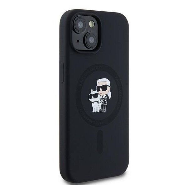 Original Case IPHONE 15 PLUS / 14 PLUS Karl Lagerfeld Hardcase Silicone Karl & Choupette Magsafe (KLHMP15MSCMKCRHK) black 3666339254056