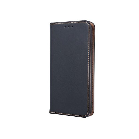 Genuine Leather Samsung A546 Galaxy A54 5G (2023) oldalra nyíló mágneses bőrhatású könyv tok szilikon belsővel fekete 5900495056849