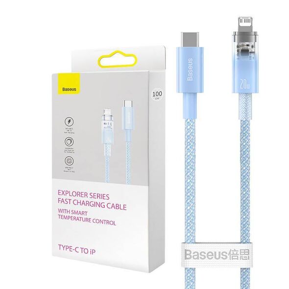 Fast Charging cable Baseus USB-C to Lightning  Explorer Series 1m, 20W (blue) 6932172629052