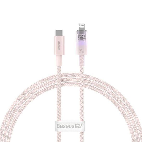 Fast Charging cable Baseus USB-C to Lightning  Explorer Series 1m, 20W (pink) 6932172629076