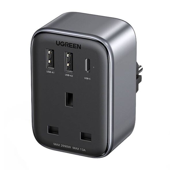 Travel adapter UK to EU plug UGREEN CD314 2xUSB-A, 1xUSB-C 6941876212903