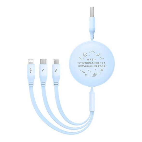 Charging Cable 3w1 Baseus USB to USB-C, USB-M, Lightning 3,5A, 1,1m (blue) 6932172645502