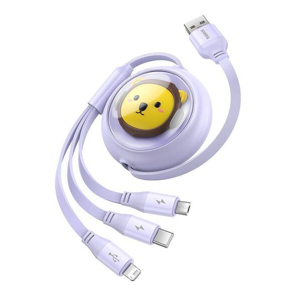 Charging Cable 3w1 Baseus USB to USB-C, USB-M, Lightning 3,5A, 1,1m (purple) 6932172645519