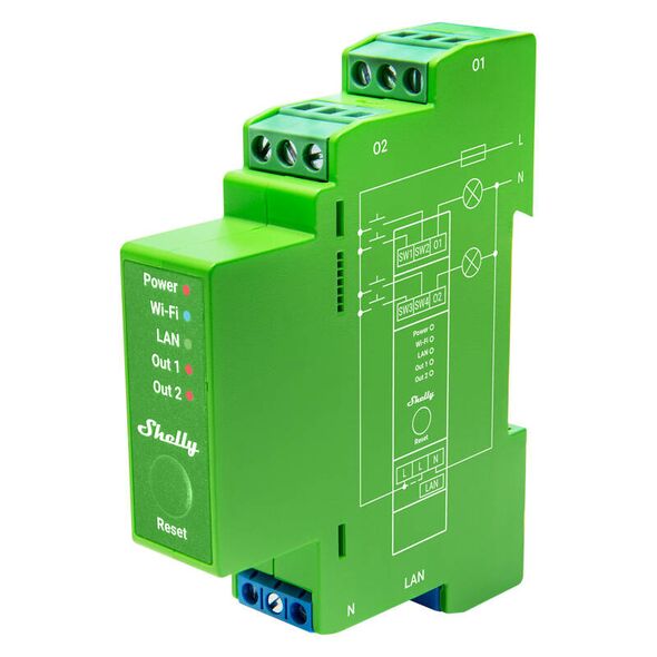 Shelly DIN Rail Smart Switch Shelly Pro Dimmer , 2 channels 066538  ProDimmer2 έως και 12 άτοκες δόσεις 3800235268179