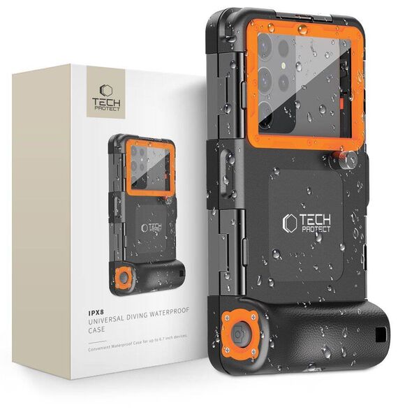 Case Tech-Protect IPX8 Diving Waterproof Case Universal black & orange 5906302310234