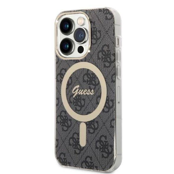 Original Case IPHONE 14 PRO Guess Hardcase 4G Print MagSafe + Wireless Charger (GUBPP14LHJEACSA) black 3666339102838