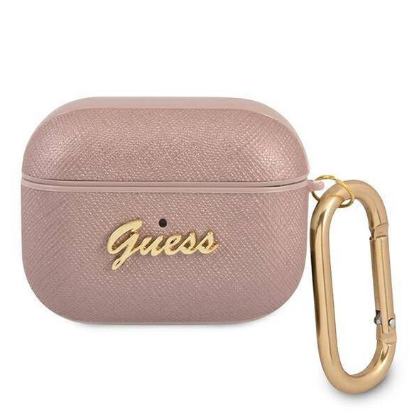 Original Case APPLE AIRPODS PRO Guess Saffiano Script Metal Collection (GUAPSASMP) pink 3666339009823