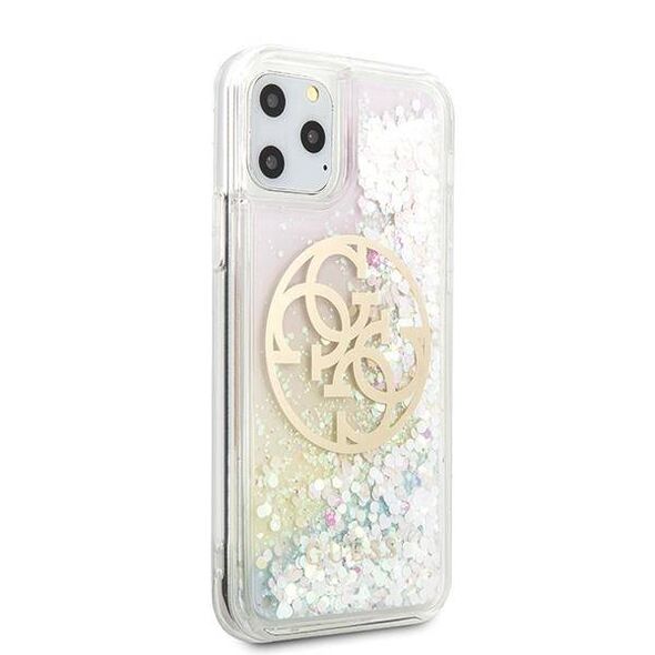 Original Case IPHONE 11 PRO Guess Hard Case Gradient Liquid Glitter Circle Logo (GUHCN58LGIRGP) silver & gold 3700740471586