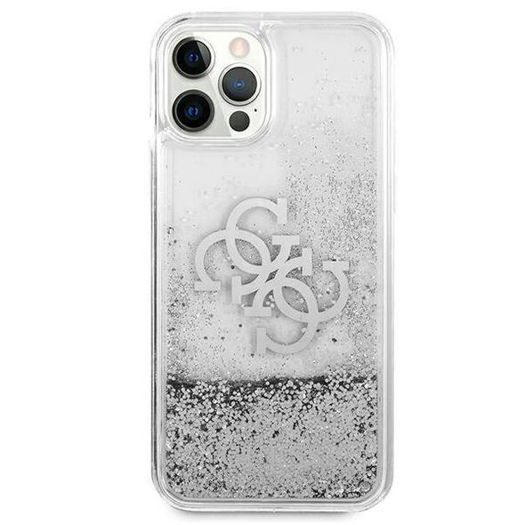 Original Case IPHONE 12 PRO MAX Guess Hardcase 4G Big Liquid Glitter (GUHCP12LLG4GSI) silver 3666339004736