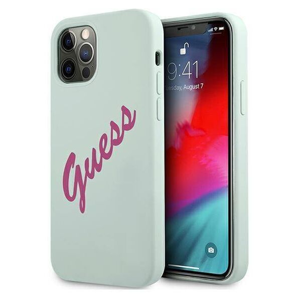 Original Case IPHONE 12 PRO MAX Guess Hardcase Silicone Vintage (GUHCP12LLSVSBF) light blue 3700740495230