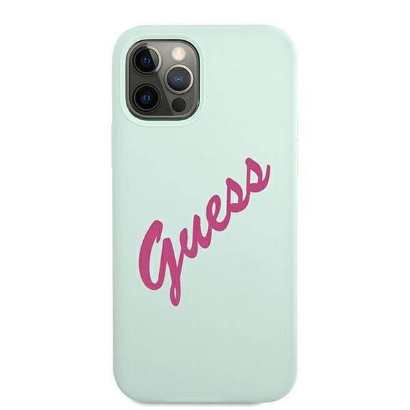 Original Case IPHONE 12 PRO MAX Guess Hardcase Silicone Vintage (GUHCP12LLSVSBF) light blue 3700740495230