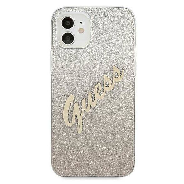 Original Case IPHONE 12 MINI Guess Hardcase Glitter Gradient Script (GUHCP12SPCUGLSGO) gold 3700740494738