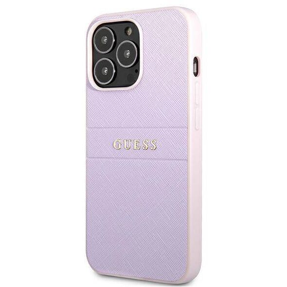 Original Case IPHONE 13 PRO Guess Saffiano Hot Stamp & Metal Logo (GUHCP13LPSASBPU) purple 3666339047863