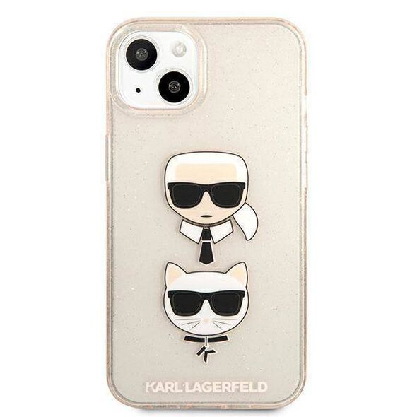 Original Case IPHONE 13 MINI Karl Lagerfeld Hardcase Glitter Karl`s & Choupette (KLHCP13SKCTUGLGO) gold 3666339028855