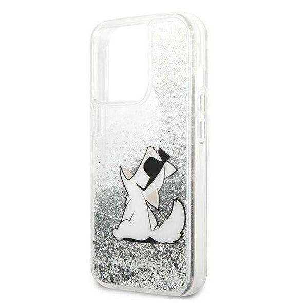 Original Case IPHONE 13 PRO MAX Karl Lagerfeld Hardcase Liquid Glitter Choupette Fun (KLHCP13XGCFS) silver 3666339029005