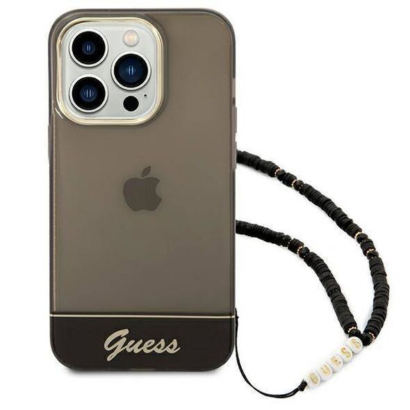 Case IPHONE 14 PRO Guess Hardcase Translucent Stap Pearl black 3666339064181