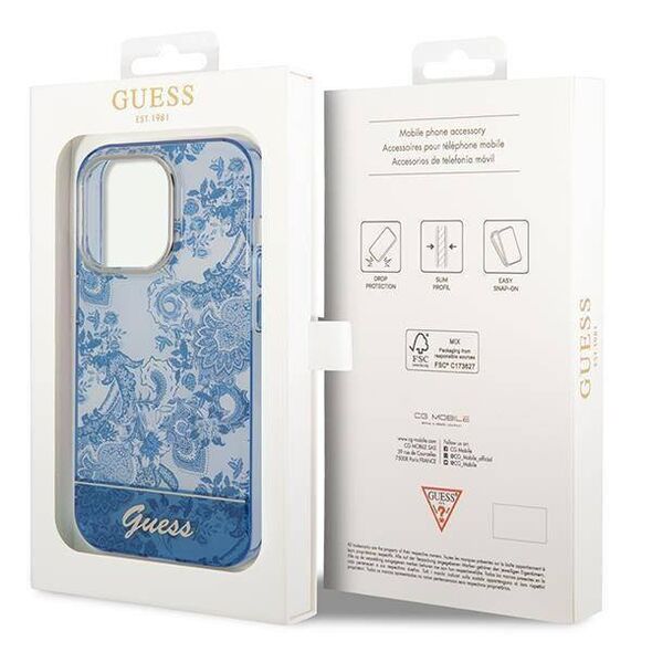 Original Case IPHONE 14 PRO MAX Guess Hardcase Porcelain Collection blue 3666339064358