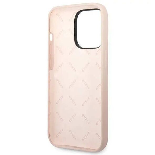 Case IPHONE 14 PRO MAX Guess Hardcase Silicone Triangle pink 3666339065959