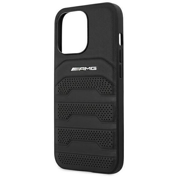 Case IPHONE 14 PRO MAX Mercedes AMG Hardcase Leather Debossed Lines (AMHCP14XGSEBK) black 3666339071417