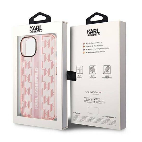 Original Case IPHONE 14 PLUS Karl Lagerfeld Hardcase Mono Vertical Stripe (KLHCP14MHKLSPCP) pink 3666339085292