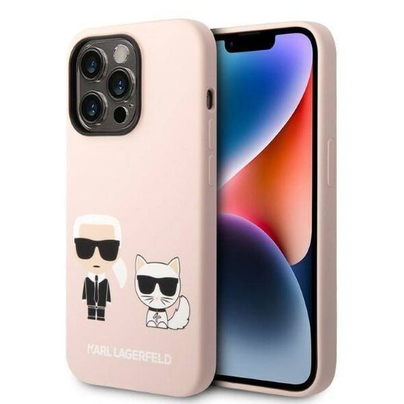 Original Case IPHONE 14 PRO MAX Karl Lagerfeld Hardcase Silicone Karl & Choupette Magsafe (KLHMP14XSSKCI) light pink 3666339078140