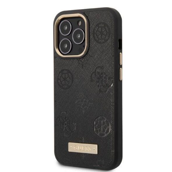 Original Case IPHONE 13 PRO Guess Hardcase Peony Logo Plate MagSafe (GUHMP13LSAPSTK) black 3666339056674