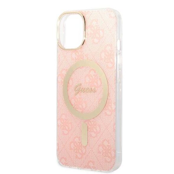 Original Case IPHONE 14 PLUS Guess Hardcase 4G Print MagSafe + Wireless Charger (GUBPP13LH4EACSW) pink 3666339103057