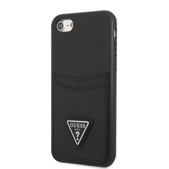 Original Case IPHONE SE 2022 / SE 2020 / 7 / 8 Guess Hardcase Saffiano Triangle Logo Cardslot black 3666339050177