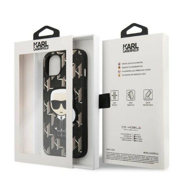 Original Case IPHONE 13 Karl Lagerfeld Hardcase Monogram Ikonik Patch black 3666339049379